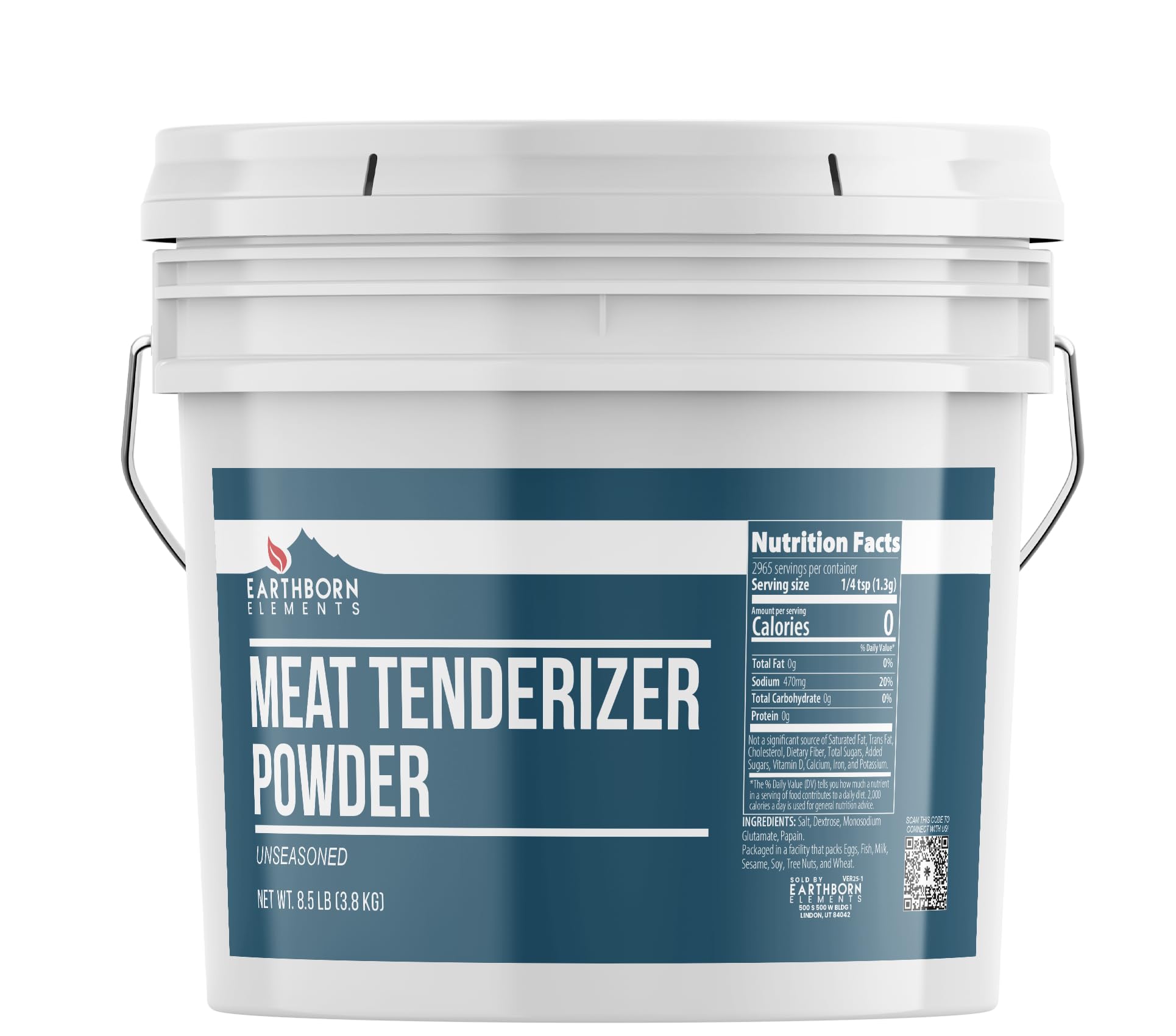 Earthborn Elements Meat Tenderizer Powder 1 Gallon Bucket, Bulk Size, Unseasoned Blend