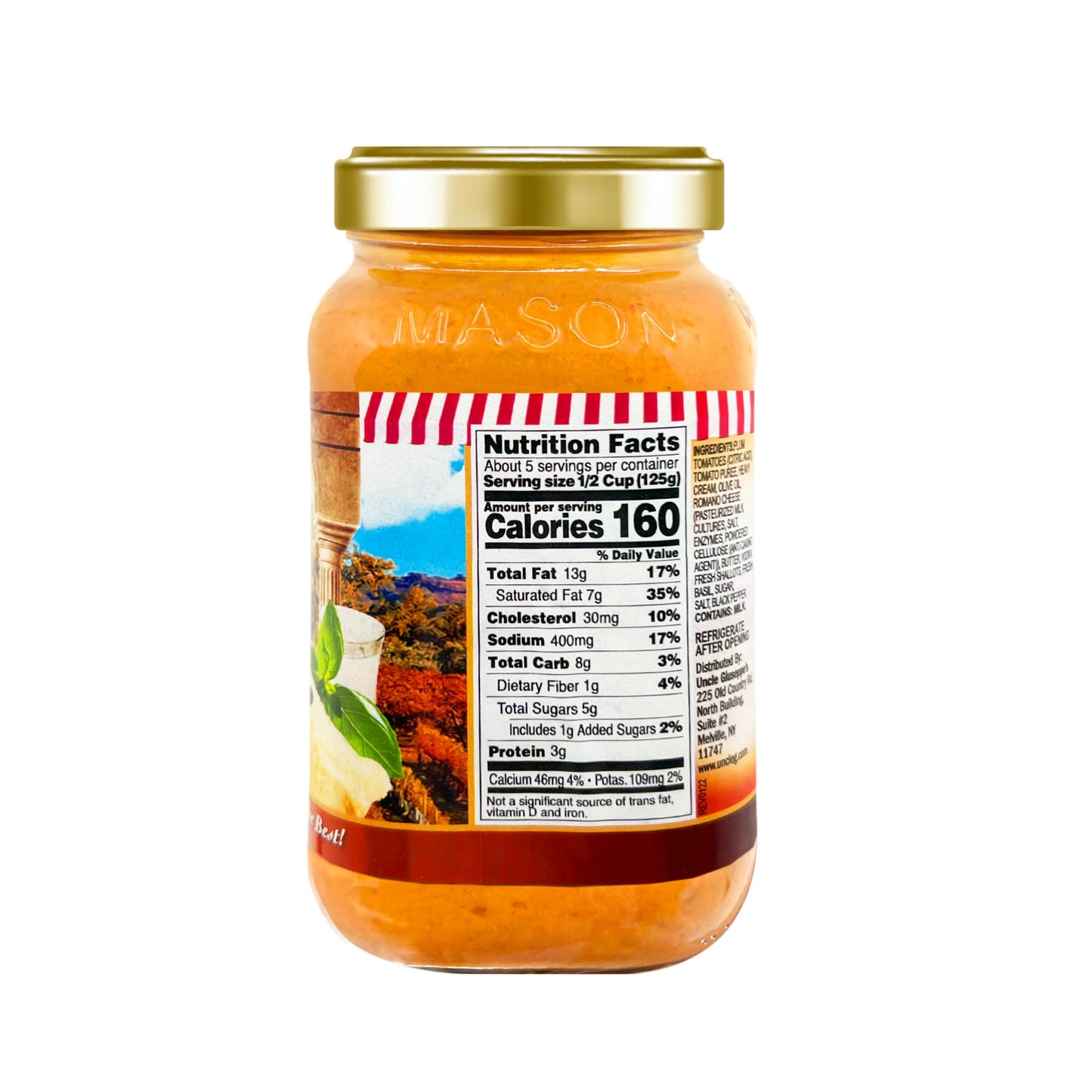 Uncle Giuseppe’s Vodka Sauce, 24 oz | Creamy Tomato Pasta Sauce with Italian Cheese & Vodka | Authentic Homemade Flavor | All-Natural, No