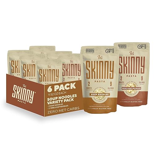 It’s Skinny Pasta Variety Pack - 3 Soup Noodles and 3 Wide Soup Noodle, Low Sodium, Low Carb Pasta, Gluten Free, Keto & Vegan-Friendly, Shirataki