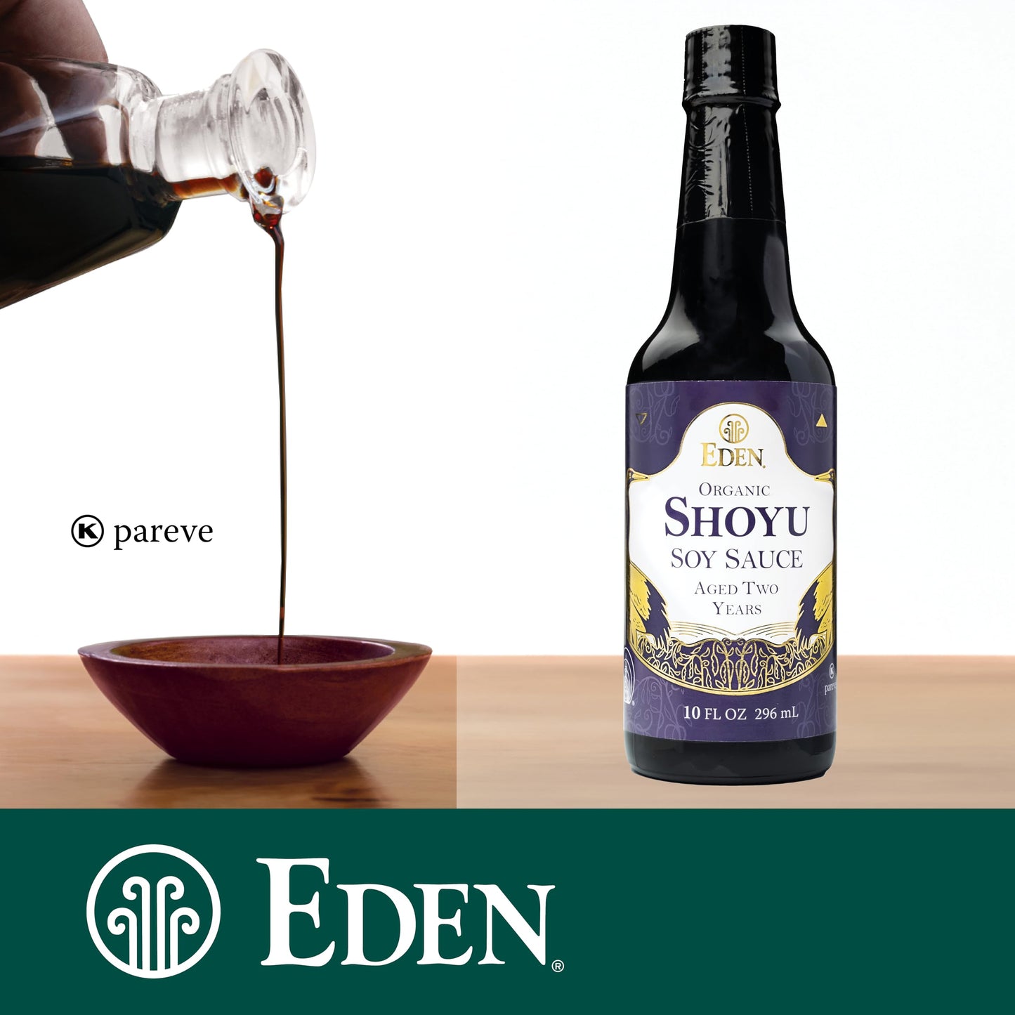 Eden Organic Shoyu Soy Sauce (*NEW*), Artisan Brewed in Japan, Aged 2 Years in Hundred-Year-Old Cypress Wood Barrels, 10 fl oz (296 ml)