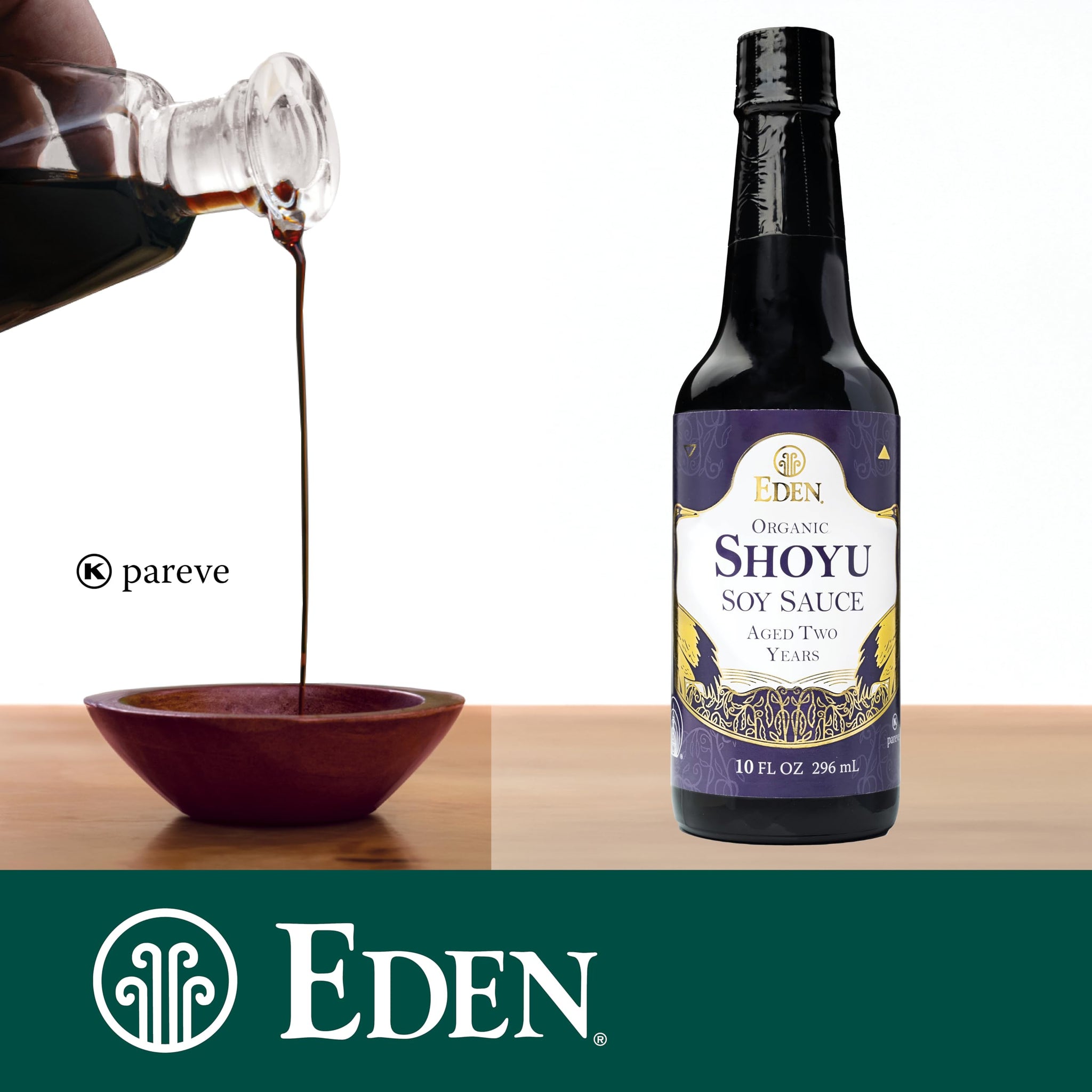 Eden Organic Shoyu Soy Sauce (*NEW*), Artisan Brewed in Japan, Aged 2 Years in Hundred-Year-Old Cypress Wood Barrels, 10 fl oz (296 ml)
