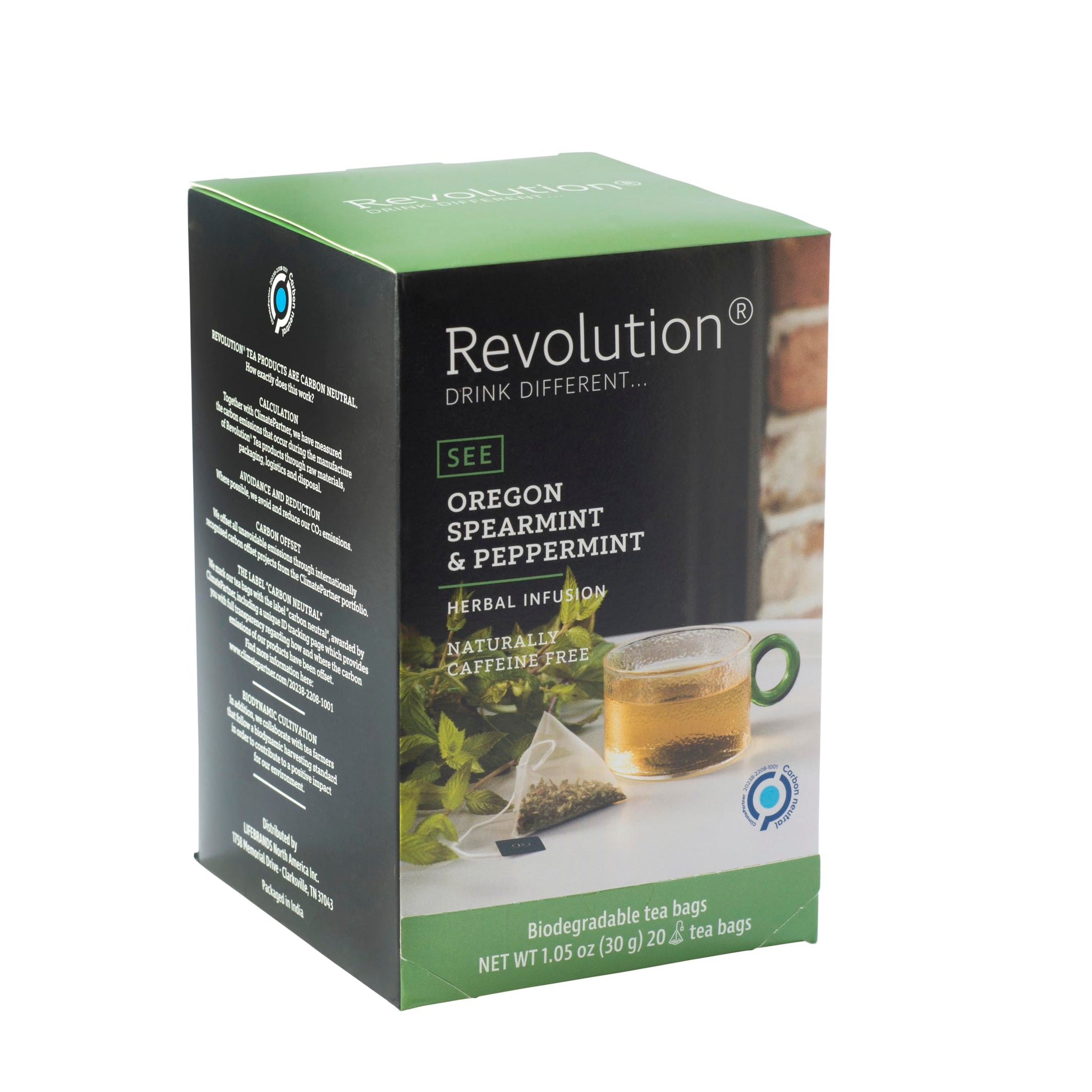 REVOLUTION TEA® Southern Mint [THE ORIGINAL] - Oregon Spearmint & Peppermint - Premium Full Leaf Tea - Biodegradable Infuser Tea Bags - Herbal Tea