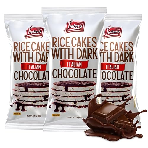 LIEBERS Dark Chocolate Rice Cakes, Kosher Certified Dairy Free, Gluten Free Snack (Dark Italian Chocolate) Pack Of 3