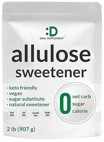 Allulose Sweetener 2 Pounds - Natural Sugar Subsitutes, No Aftertaste - Keto Friendly, Vegan, Zero Net Carb, Zero Calorie, Great for Cooking & Baking