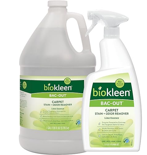 Biokleen Bac-Out Stain Remover for Carpet, Clothes - 32 Ounce and Gallon Refill - Enzymatic, for Pet Stains, Laundry, Diapers, Wine, Carpets, & More