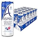 ASPIRE® Mixed Berry, Healthy Energy Drink 80mg Natural Caffeine, Zero Sugar No Carbs Keto Friendly, 24 Pack Green Tea Sugar Free Drink Low Caffeine