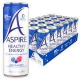 ASPIRE® Mixed Berry, Healthy Energy Drink 80mg Natural Caffeine, Zero Sugar No Carbs Keto Friendly, 24 Pack Green Tea Sugar Free Drink Low Caffeine