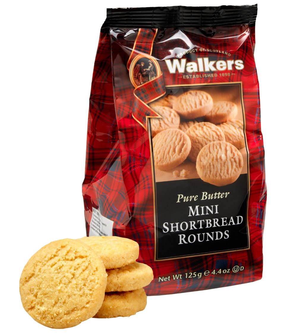 Walker's Shortbread Mini Rounds Cookies, Pure Butter Shortbread Cookies, 4.4 Oz Bag (Pack of 6)