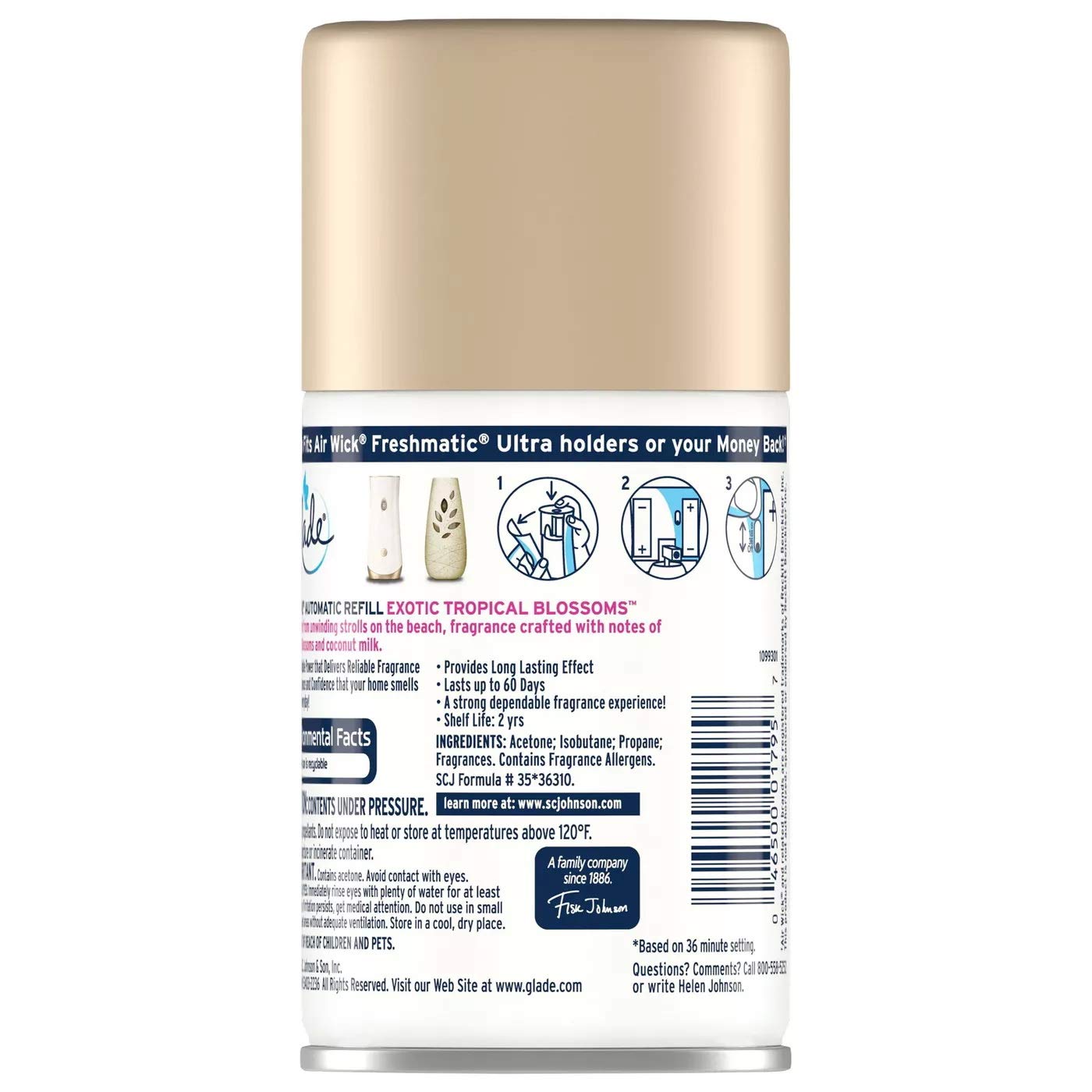 Glade Automatic Spray Air Freshener Refill | Exotic Tropical Blossoms Scent | Limited Edition - 6.2 Ounce Each (Pack of 3)