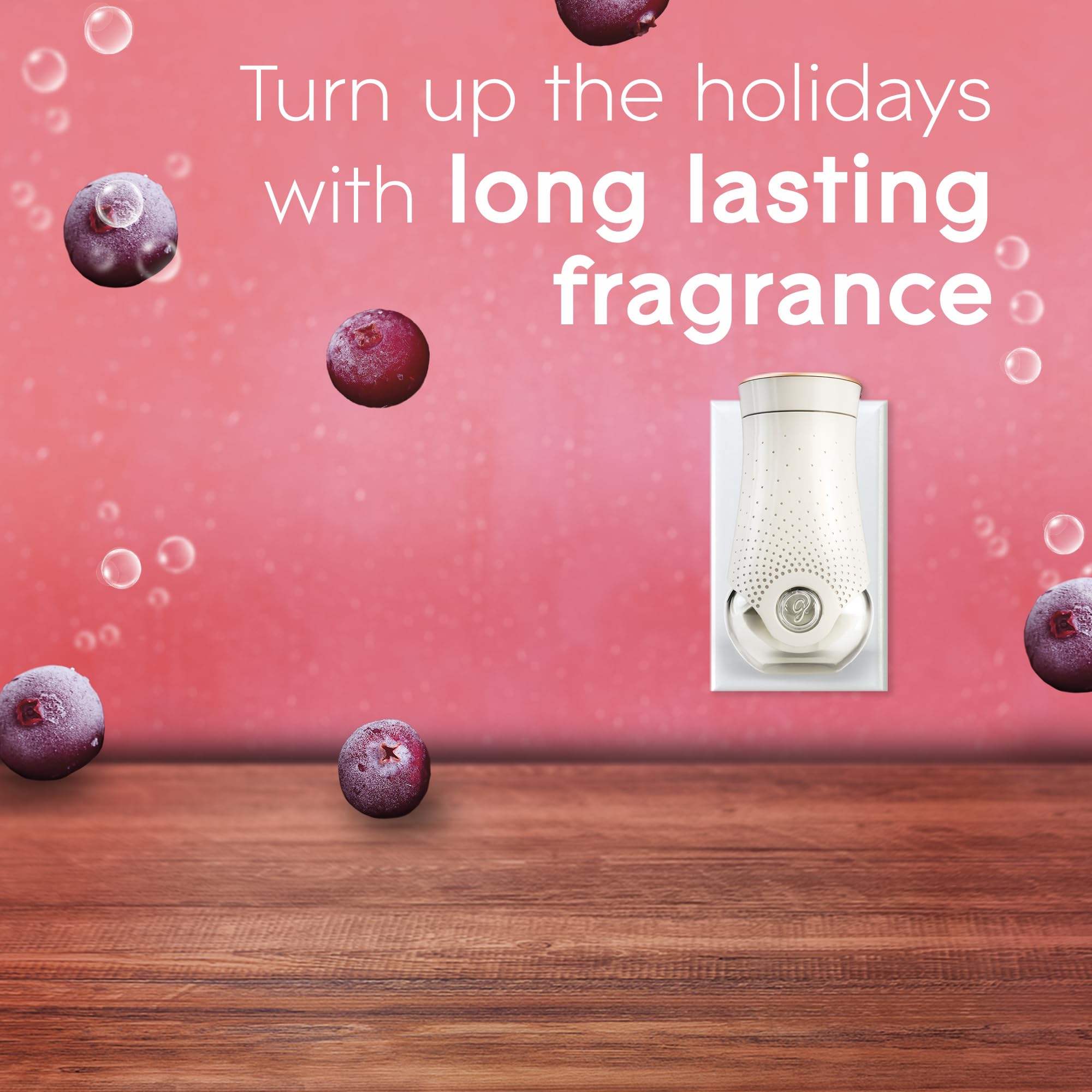 Glade PlugIns Refills Air Freshener, Scented and Essential Oils for Home and Bathroom, Crisp Cranberry Champagne, 3.35 Fl Oz, 5 Count