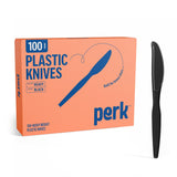 Perk Heavy?Weight Polystyrene Plastic Knives, 100 Count Disposable Knives for Everyday Meals, Parties & Desserts, Black