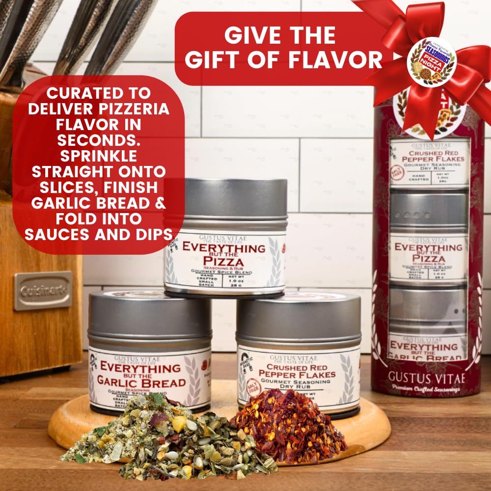 Pizza Night House Favorite Seasonings | Gift Packaged Set of 3 | All Natural, Non GMO Pizza Seasoning | Gourmet Spice Blends & Rubs | Small Batch
