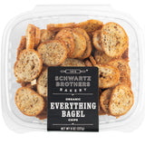 Everything Bagel Chips NY Style Bagel Crisps. Organic, Vegan, Kosher. From the artisans of Schwartz Brothers Bakery. Baked Fresh. Twice Baked. 8 ounce