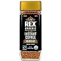 Rex Coffee Organic Fairtrade Freeze-Dried Instant Coffee - Medium Roast Arabica, 3.53 oz Glass Jar - Lab Tested for Mold, Mycotoxins, Heavy Metals