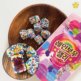 SEOJU Crunchy Gummy Clusters Candy, Tangy, Sweet, Gummy & Crunchy Rainbow Mix, Grape Flavors Rainbow Soft Crystal Jelly Candy, Mini Granular Assorted