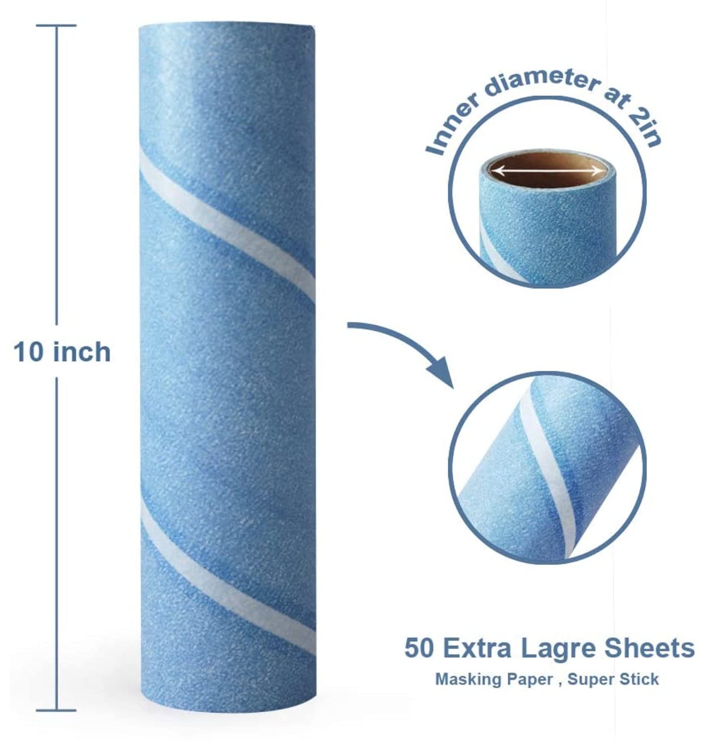 Leo 10-Inch Wide Lint Roller Refills, 6 Rolls with 50 Sheets Each (300 Sheets Total), Extra Sticky for Pet Hair, Carpet & Floor Cleaning