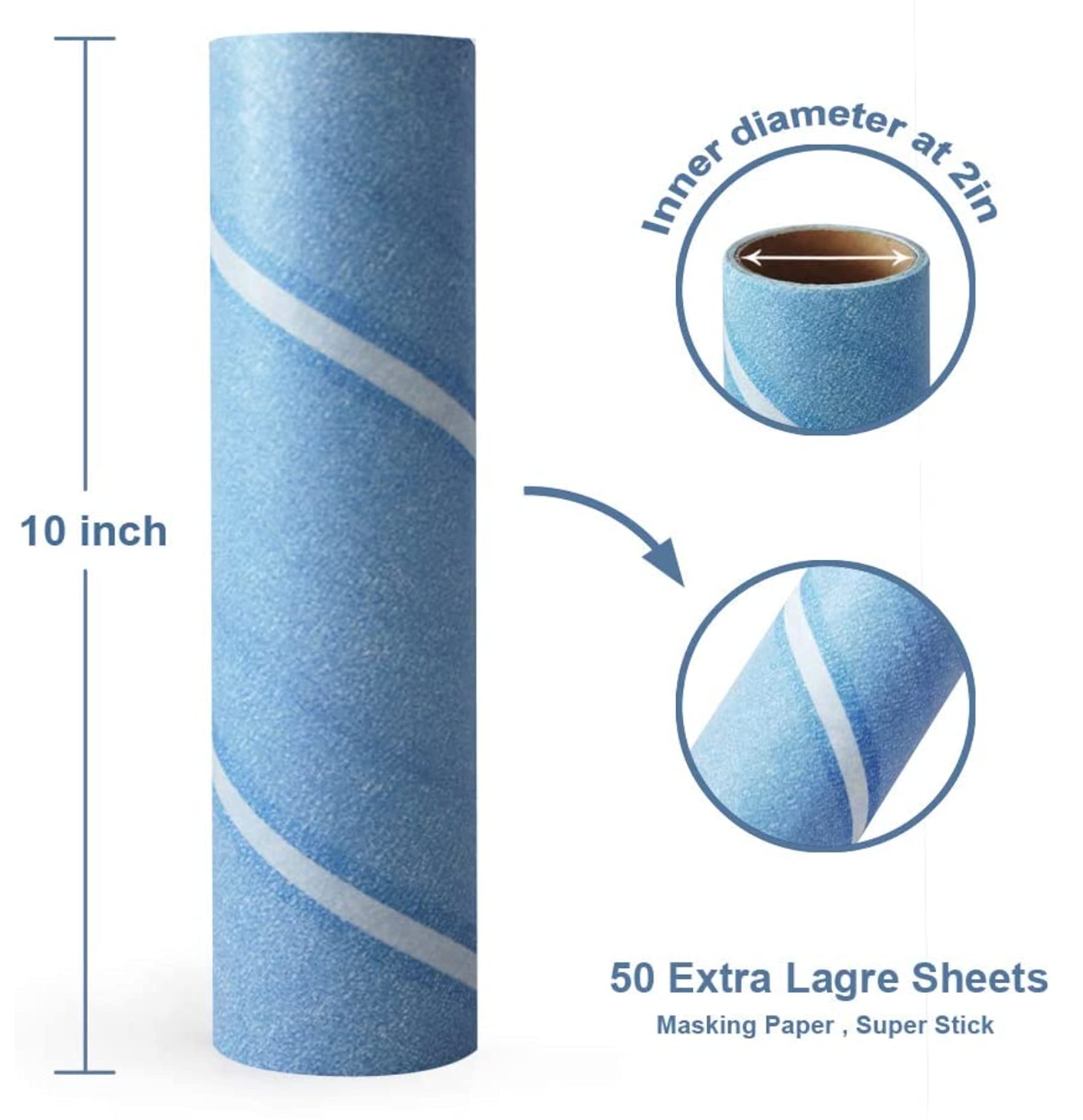 Leo 10-Inch Wide Lint Roller Refills, 6 Rolls with 50 Sheets Each (300 Sheets Total), Extra Sticky for Pet Hair, Carpet & Floor Cleaning