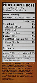 18 Rabbits Jr. Organic Gluten Free Granola Bar, Caramel Apple, 6 Count (Pack of 6)