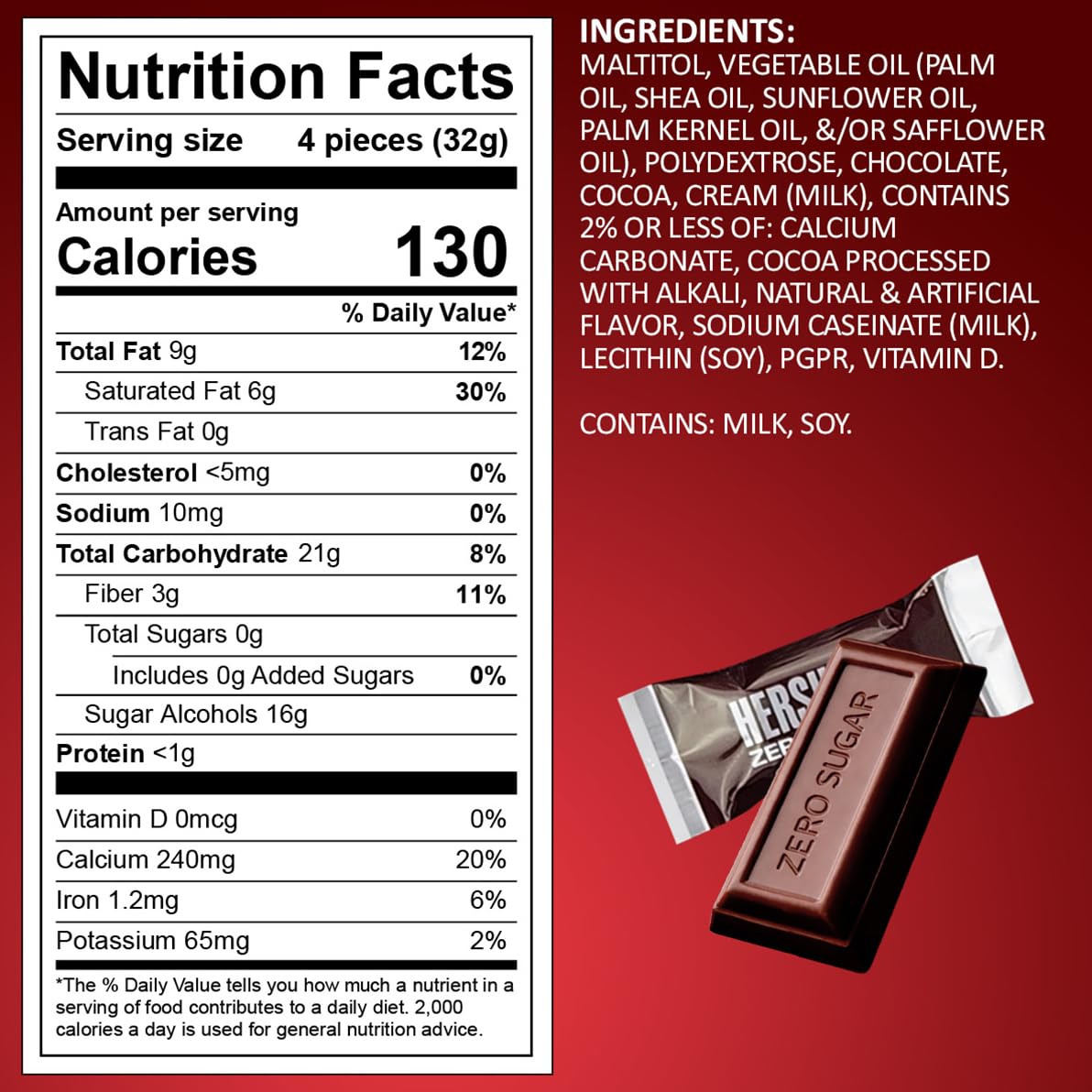 Zero Sugar Milk Chocolate Candy - 3 Bags (5.1 oz Each) - Mini Chocolate Bar Individually Wrapped - Delicious Sugarless Candy & Guilt-Free Sweet Treat