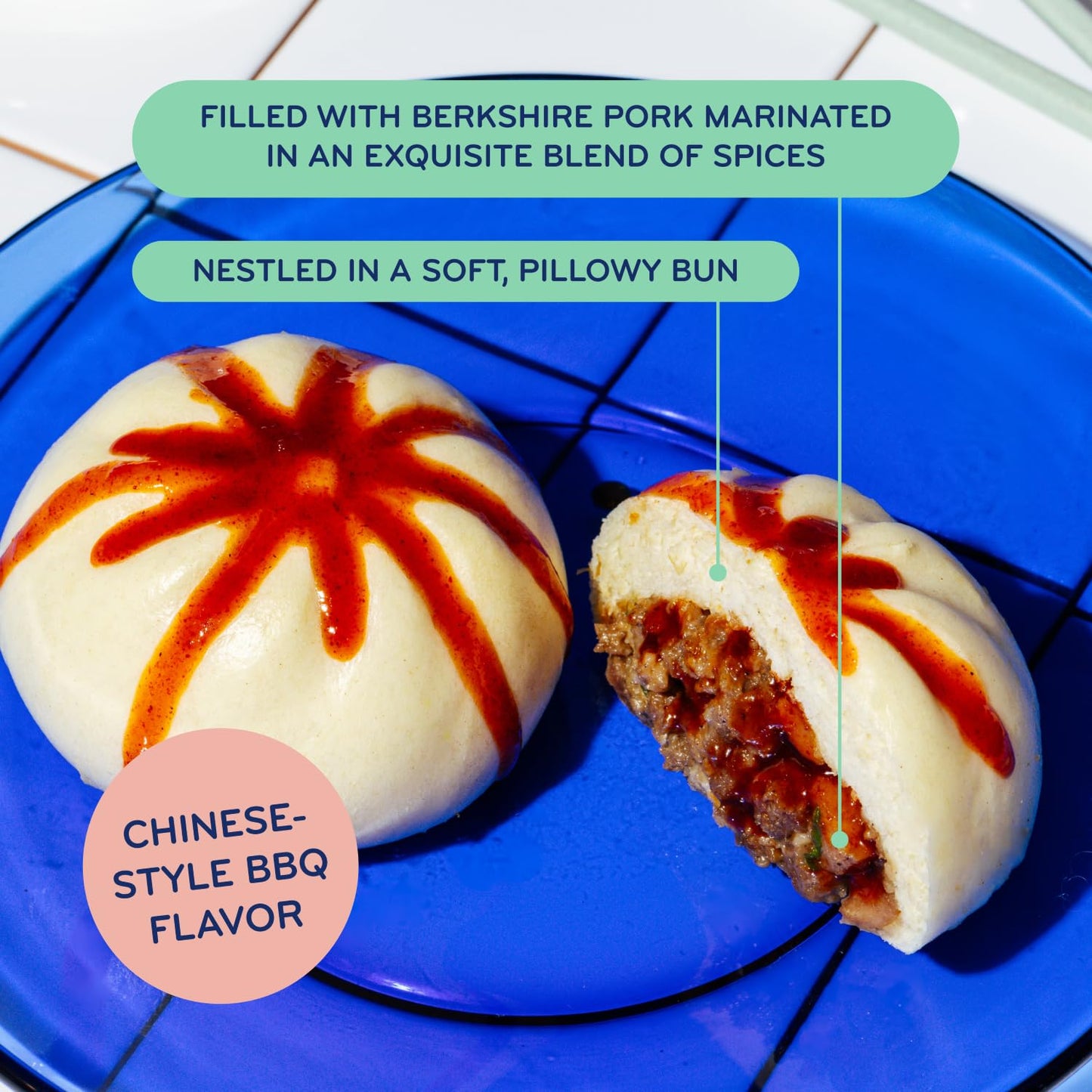 Laoban Dumplings?Chinese Style Pork BBQ Bao Buns?Made with Berkshire Heritage Pork, Chinese BBQ Spices?Frozen Meals Made from Scratch | No Artificial
