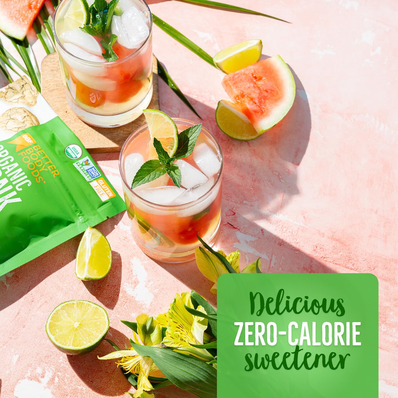 BetterBody Foods Organic Monk Fruit Sweetener Blend, Raw Cane Sugar Substitute, Zero Calorie, Keto Diet Friendly, Zero Net Carbs, Zero Glycemic