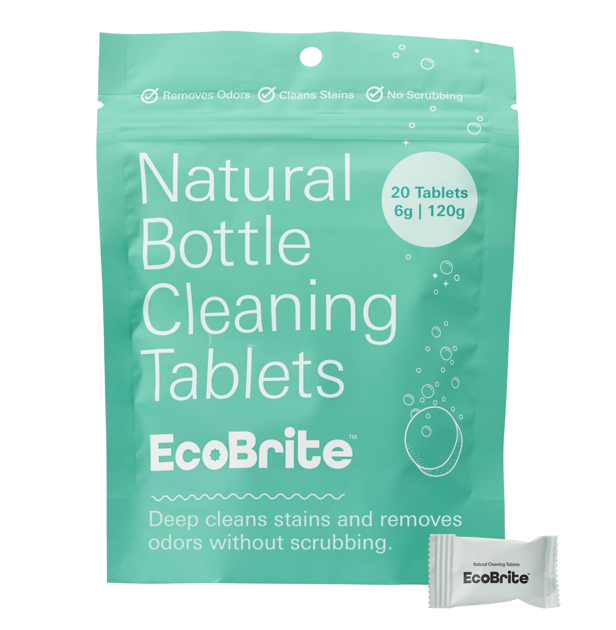 Owala EcoBrite Powerful Cleaning Tablets, Cleans Bottles, Coffee Cups, Pots, Pans, Camping Gear, Pet Bowls, and Much More - 20 pack (Individually