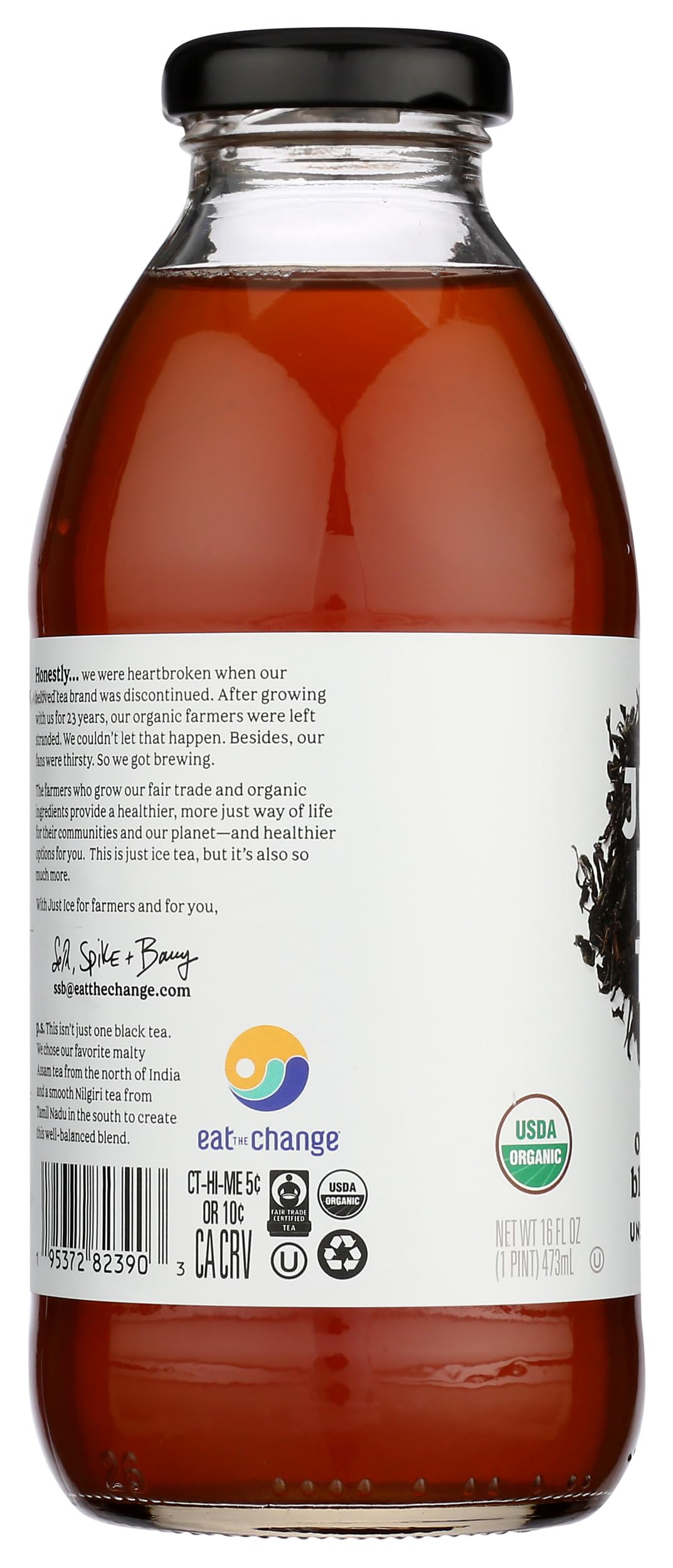 Just Ice Tea, Tea Black Original Unsweetened Organic, 16 Fl Oz