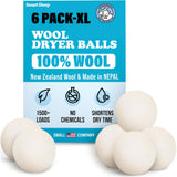 Wool Dryer Balls - Smart Sheep 6-Pack - XL Premium Natural Fabric Softener Award-Winning - Wool Balls Replaces Dryer Sheets - Wool Balls for Dryer
