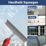 FibreDeep Floor Squeegee for Concrete Floor, 15.8" Large Heavy Duty Squeegee for Floor with 60" Adjustable Handle, 2-in-1 Silicone & EVA Blade