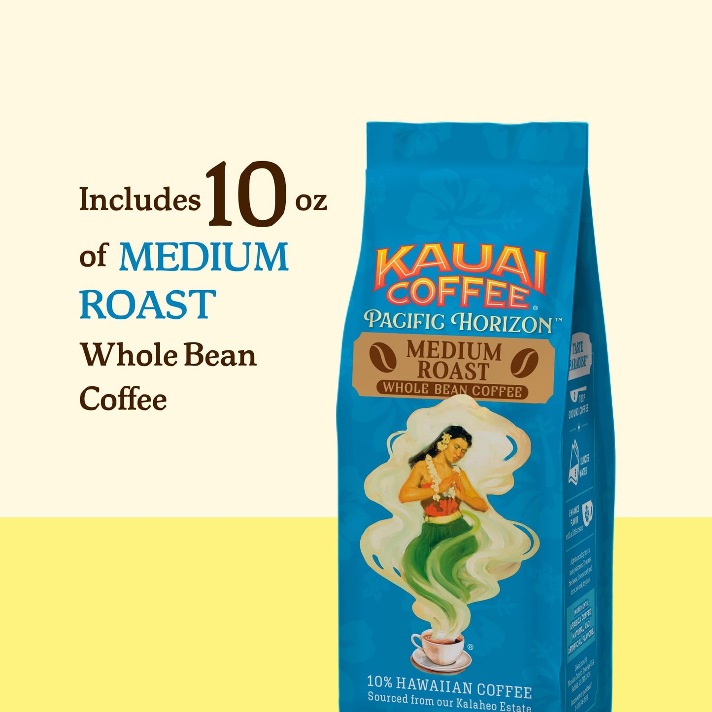 Kauai Coffee Whole Bean Coffee - Smooth, Non-Bitter Pure Arabica - Light Floral Notes & Bright Aroma - Grown on Hawaii's Largest Coffee Farm - Koloa