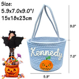 Personalized Halloween Basket, Trick or Treat Bags with Name for Kids Boys Girls Custom Woven Candy Bucket Pumpkin Gifts