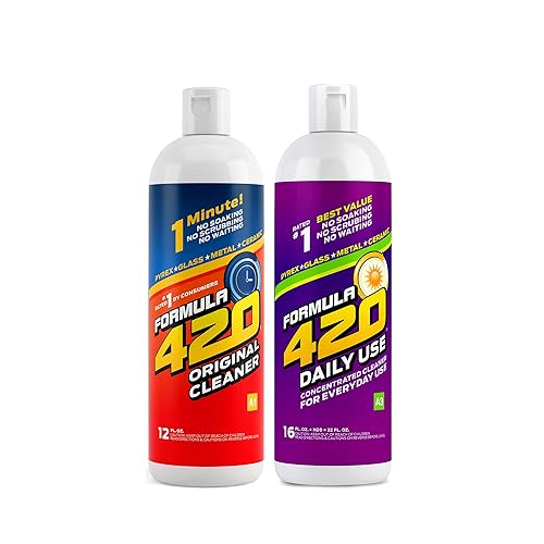 Formula 420 Variety Pack : 1 Bottle Glass Metal Ceramic Pipe Original Cleaner 12 Oz. & 1 Bottle Formula 420 Daily Use Cleaner 16oz Concentrate Makes