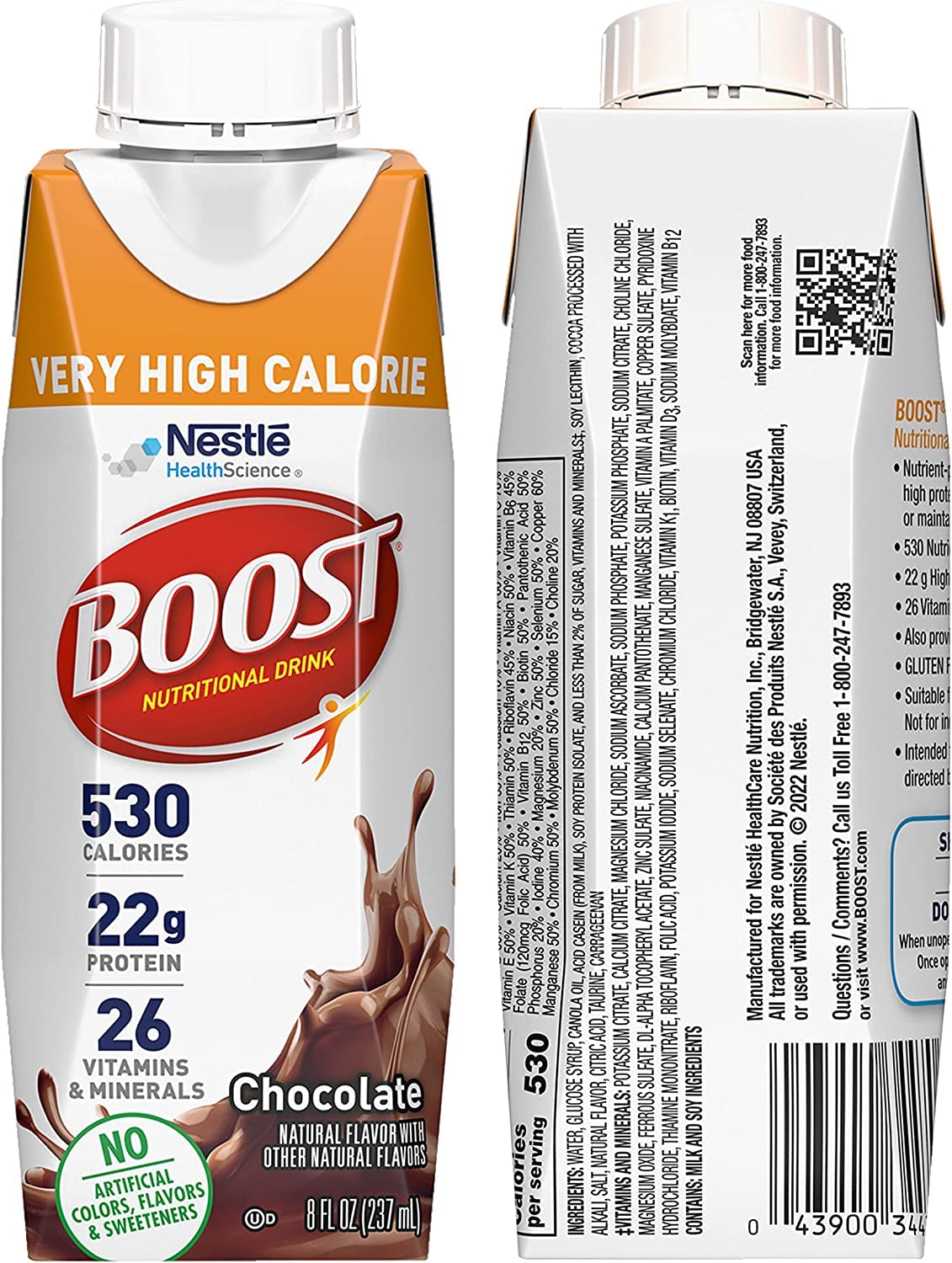 BOOST Very High Calorie Nutritional Drink Variety Pack, 12 Count - 4 Vanilla, 4 Chocolate, 4 Strawberry - 530 Calories per 8 fl oz Bottle