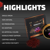 5Senses Kashmir Mongra Saffron | Azafran | Magnum Opus | Premium Grade A Saffron Threads | Whole Red Gold Spice | Single Origin, Non-GMO, Fairtrade
