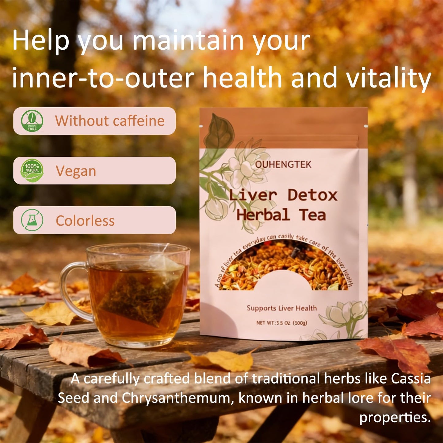 Organic Herbal Tea: Milk Thistle Dandelion Chrysanthemum & Goji Blend, 8 Natural Ingredients for Daily Wellness, Caffeine-Free, Loose Leaf Tea