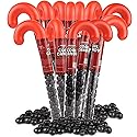 Naughty List Coal Candy Cane Tubes, Bulk Funny Christmas Stocking Stuffer Gag Gifts, Strawberry Flavored Chewy Treats, 1.41 Ounces (Box of 12)