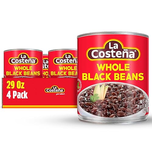 La Costeña Whole Black Beans - Ready-to-Eat Canned Black Beans for Mexican Food, Vegetarian Chili Ingredients, Frijoles Negros, Hummus, Dips, Burgers