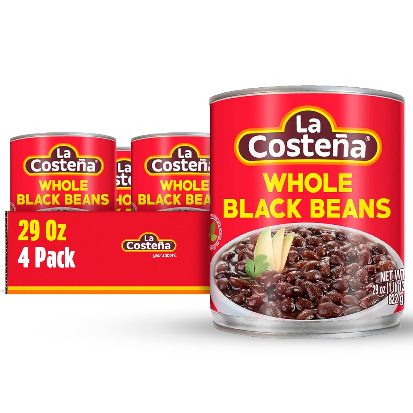La Costeña Whole Black Beans - Ready-to-Eat Canned Black Beans for Mexican Food, Vegetarian Chili Ingredients, Frijoles Negros, Hummus, Dips, Burgers