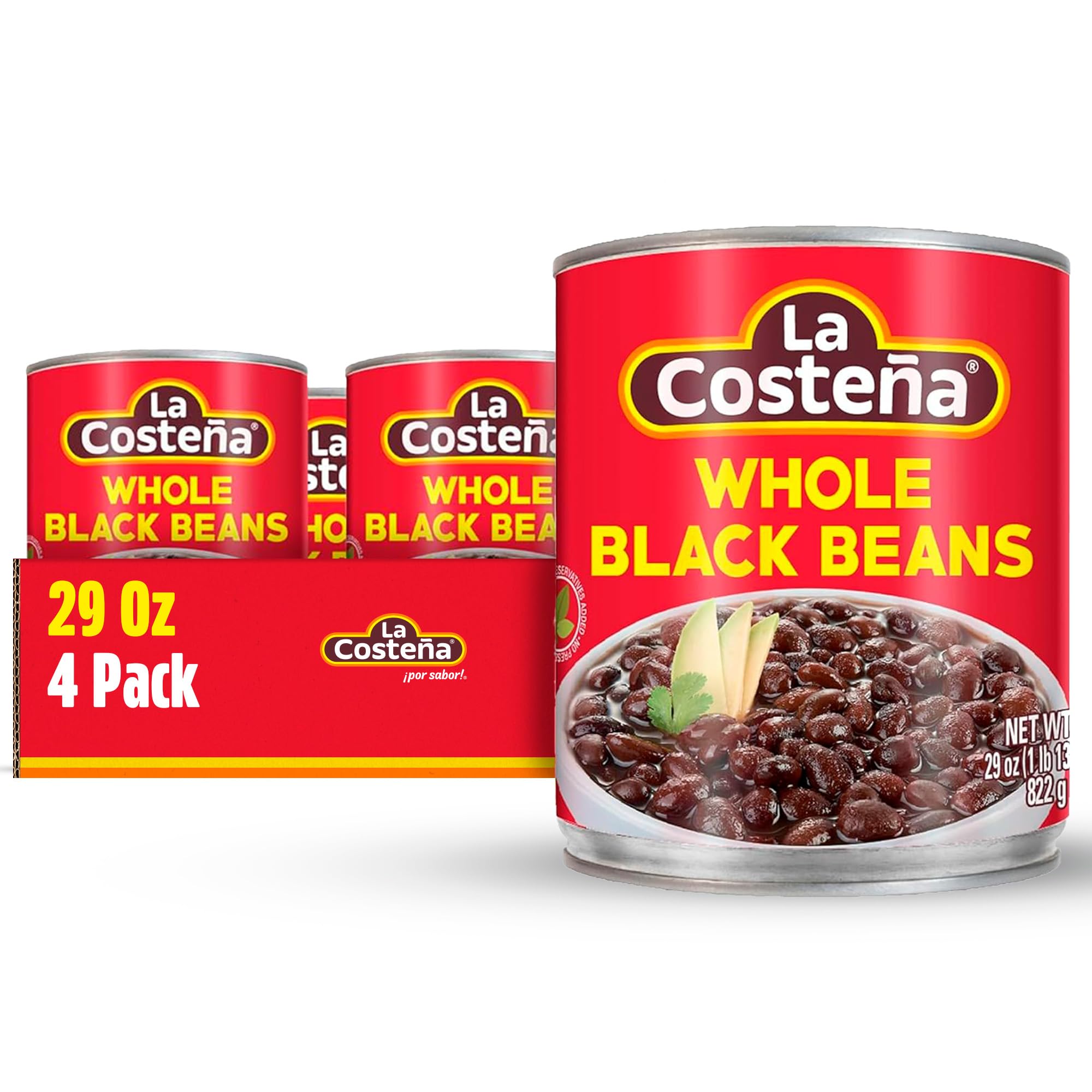 La Costeña Whole Black Beans - Ready-to-Eat Canned Black Beans for Mexican Food, Vegetarian Chili Ingredients, Frijoles Negros, Hummus, Dips, Burgers