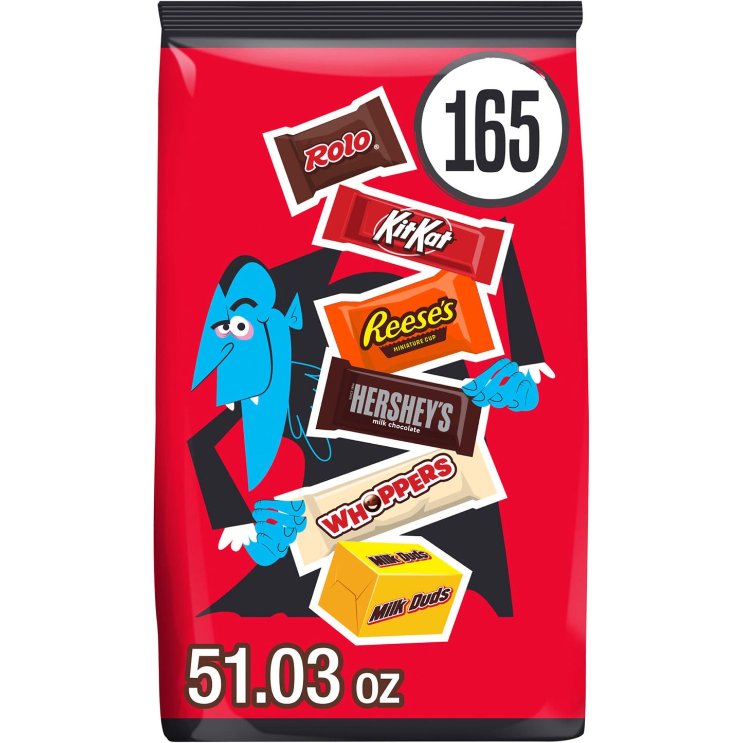 Hershey Assorted, Halloween Candy Bulk Variety Bag, 51.03 oz (165 Pieces)