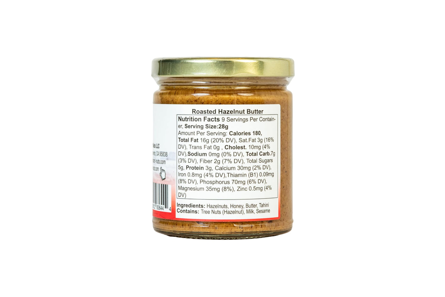 Smart Nuts Hazelnut Nut Butter - Roasted Hazelnuts with Honey & Tahini, Creamy Artisan Spread, 9 oz