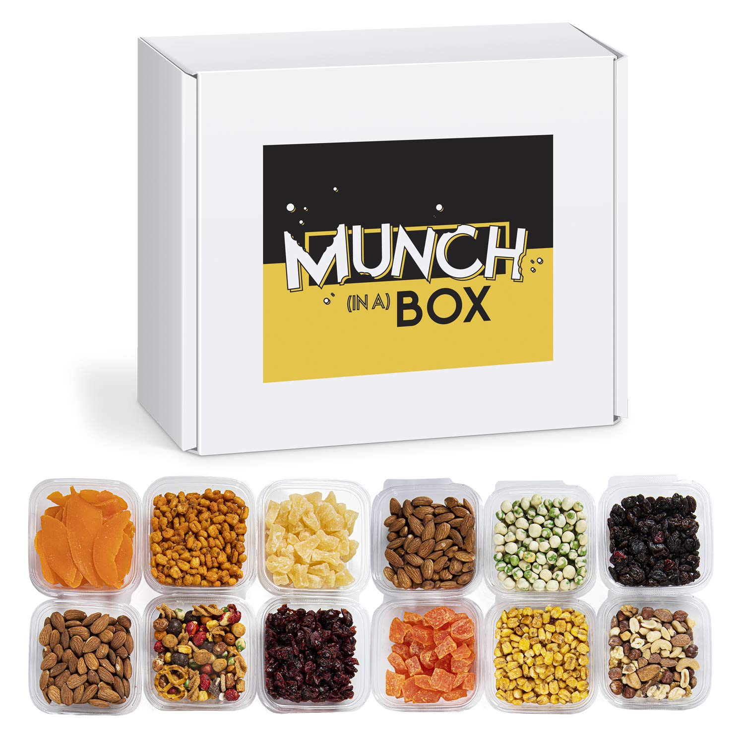 Munch In A Box Snack Care Package - Assorted Nuts and Dried Fruit Gift Box - Delicious Healthy Snacks for Office, Dorm, Home - Party and Holiday Gift