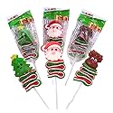 Christmas Character Sour Gummy Lollipops, 3 Pack, Assorted Designs, Perfect Stocking Stuffer, 1.23 Ounces