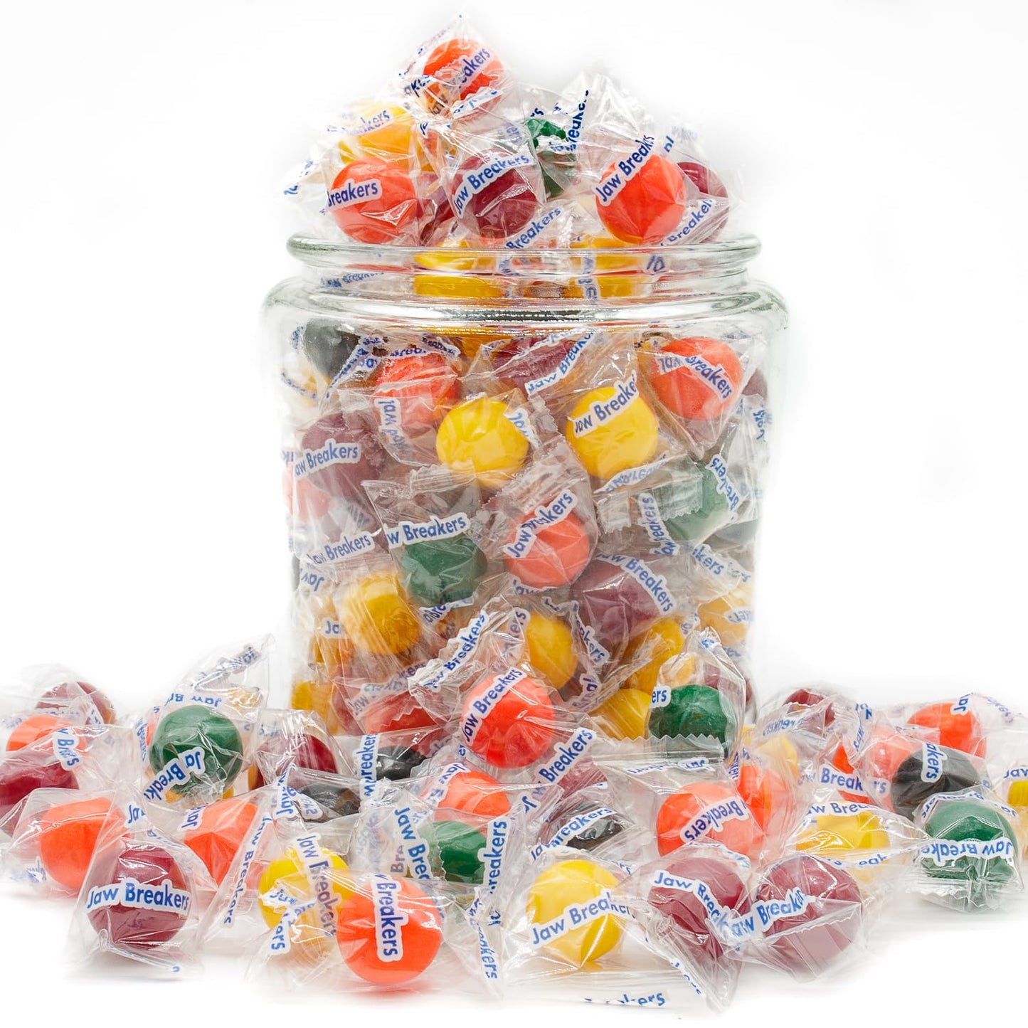 JAW BREAKERS Hard Candy 4 lb - 5 Assorted Fruit Flavors, Individually Wrapped, Bulk