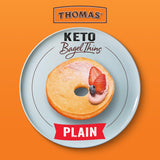 Thomas' Keto Plain Bagel Thins, 8 count, (1.63 oz each), Bagels, 13 oz Bag
