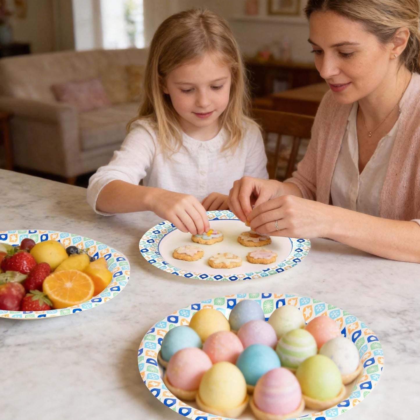 MUCHII 8.375 Inch Paper Plates, 288 Count Disposable Plates, Soak Proof and Cut, Ideal for Family Gatherings, Parties, Picnic