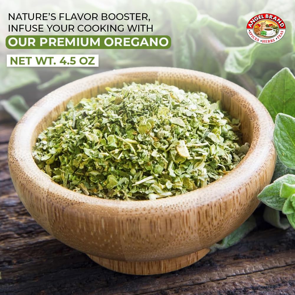 Angel Brand Dried Oregano Leaves 4.5 oz Bottle - Premium Oregano Spice for Cooking, Seasoning, and Flavoring - Perfect for Italian and Mediterranean
