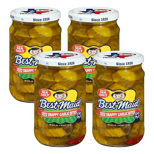 Best Maid Products - 24 Ounce Glass Jars Baby - Dill, Kosher, Hamburger Slices, Garlic Bites, Habanero Chips, & Xtreme Hot Pickles (4 Pack, Snappy