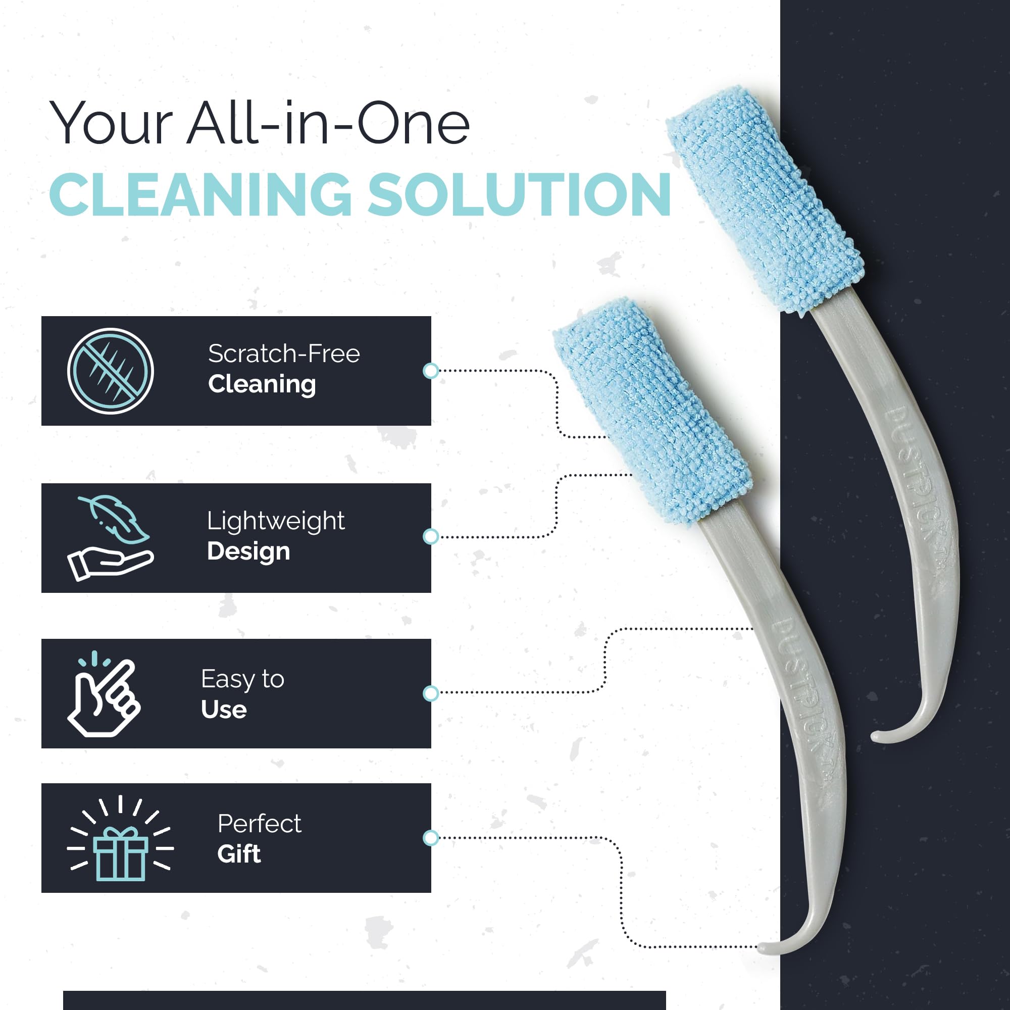 Reusable Microfiber Duster & Crevice Cleaning Brush | Versatile Cleaning Tools for Blinds, Window Tracks, Shutters, Baseboards, Kitchen Gaps |