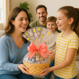 Easter Basket with Chocolate, Candy & Snacks - 8 Inch Easter Wrapped Gift Basket - Spring Holiday Treats for Family, Friends & Coworkers (Premium)